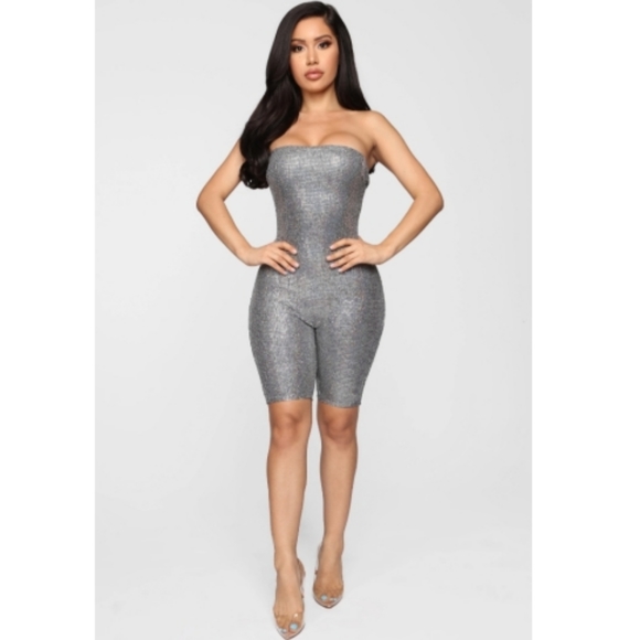 Fashion Nova Pants - NWT FASHION NOVA| Disco Sequin Biker Short Romper